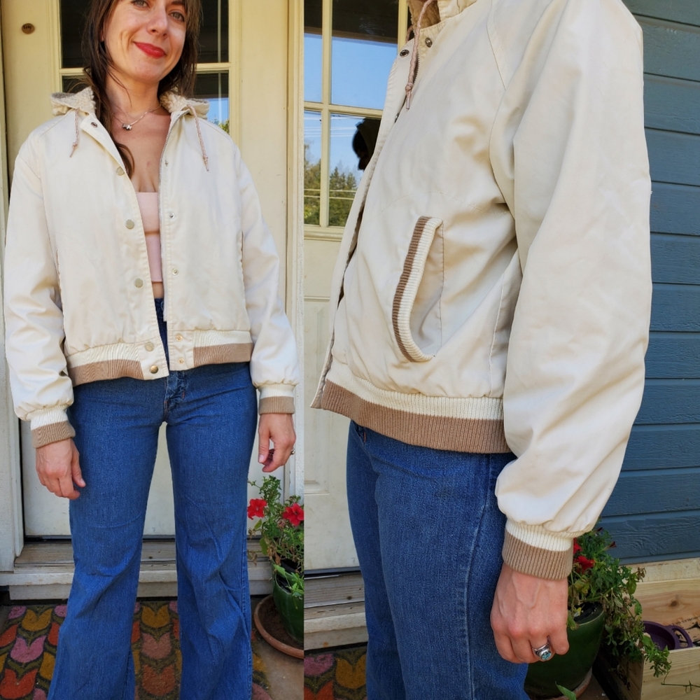1980s cream coat medium